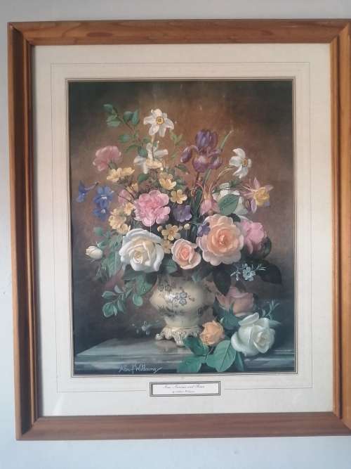 Iris, Narcissi and Roses Framed Print By Albert Williams