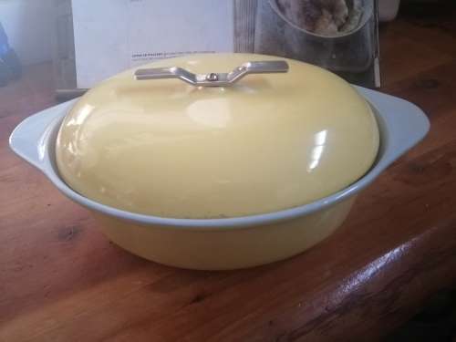 Vintage Oval Cast Iron Casserole with Lid