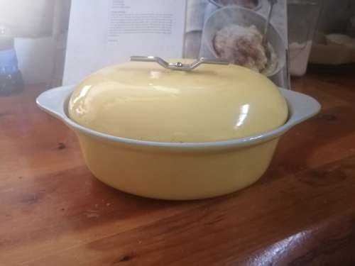 Vintage Oval Cast Iron Casserole with Lid