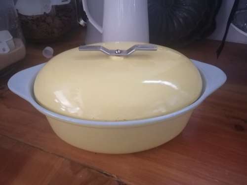 Vintage Oval Cast Iron Casserole with Lid