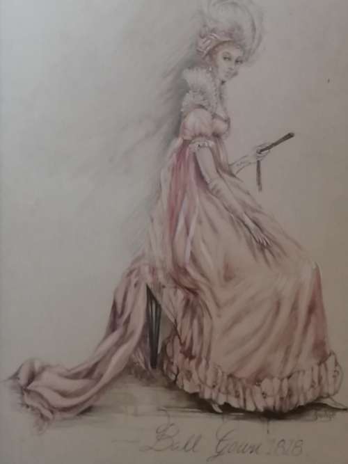 Watercolor of Fashion Picture Framed by S Judge.