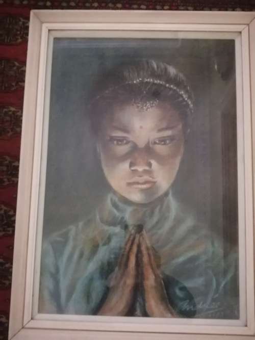 Girl Praying Framed Original Painting
