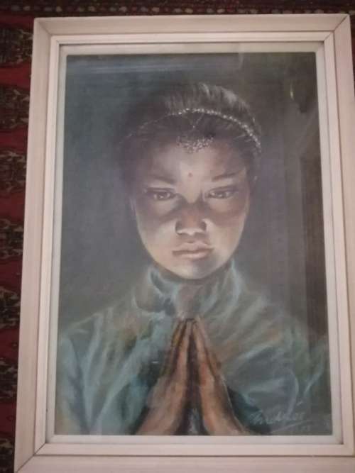 Girl Praying Framed Original Painting