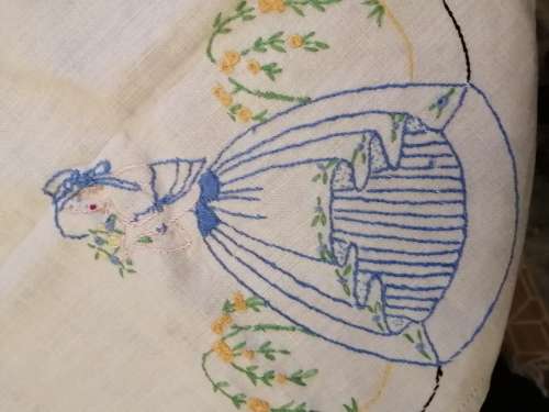 Irish Linen Embroided Tablecloth