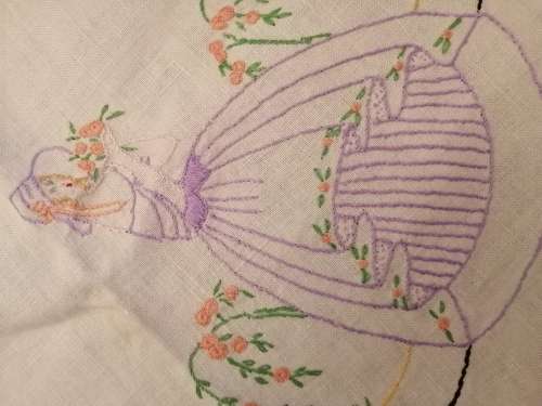 Irish Linen Embroided Tablecloth