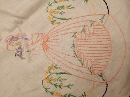 Irish Linen Embroided Tablecloth