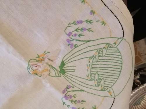 Irish Linen Embroided Tablecloth