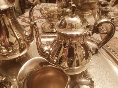Silver Plated Tea and Coffee Set With Matching Tray