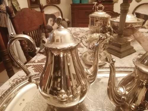 Silver Plated Tea and Coffee Set With Matching Tray