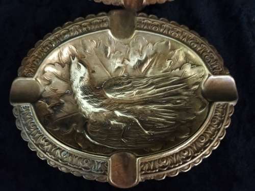 Bronze Repousse Pheasant Ashtray