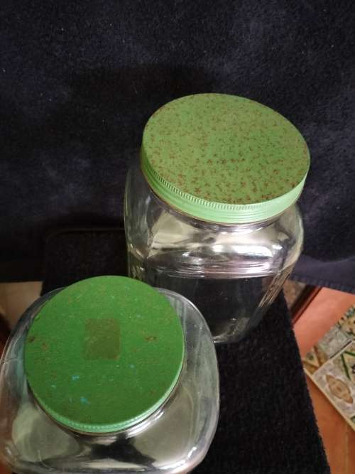 Pair of Vintage Ribbed Glass Storage Jars