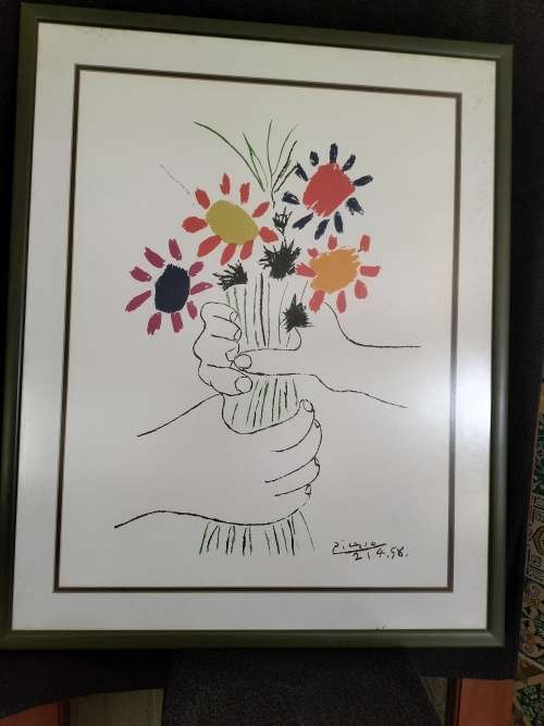 Bouquet of Peace Lithograph Pablo Picasso Framed C 1958