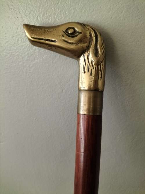 Brass Dog Head Walking Stick