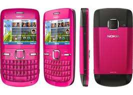 Nokia C3 pink housing with keypad.