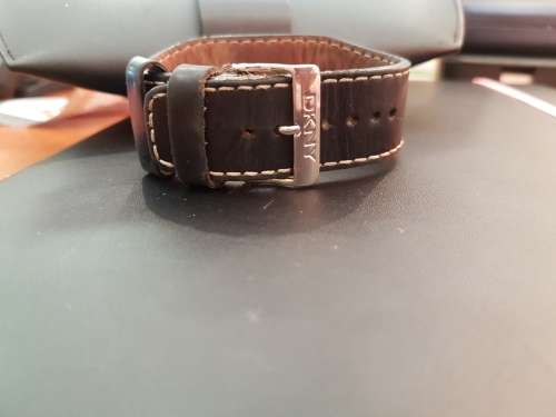 Ladies DKNY black leather strap watch