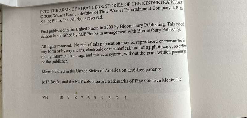 Into the Arms of Strangers. Hardcover, first edition.