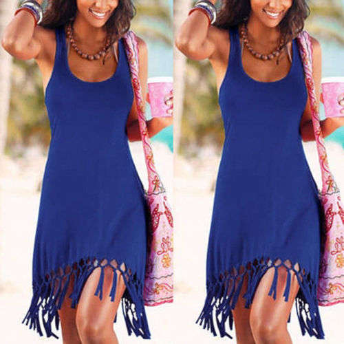 Sexy Women's Summer Casual Sleeveless Evening Party Beach Dress Short Mini Dress (size 8 - 22)
