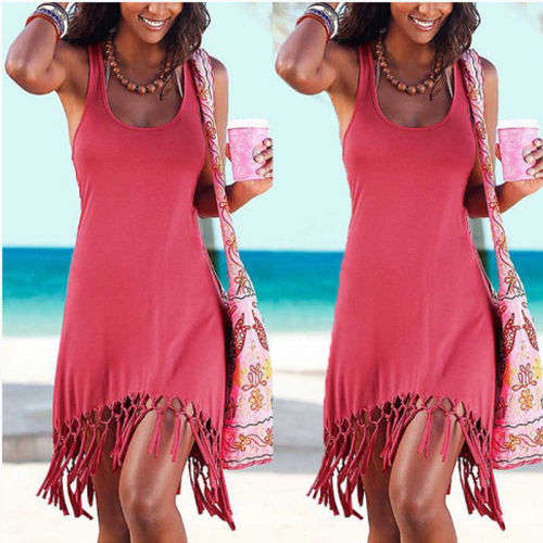 Sexy Women's Summer Casual Sleeveless Evening Party Beach Dress Short Mini Dress (size 8 - 22)