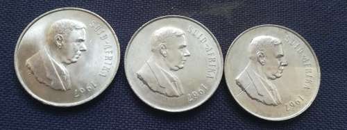 Silver 1 rand coins x3