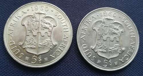 5 Shillings coins 1960 x2