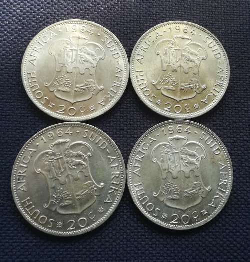 Silver coins 20 cent, 1964 x4