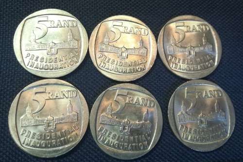 Mandela inauguration R5 coins(6)unc