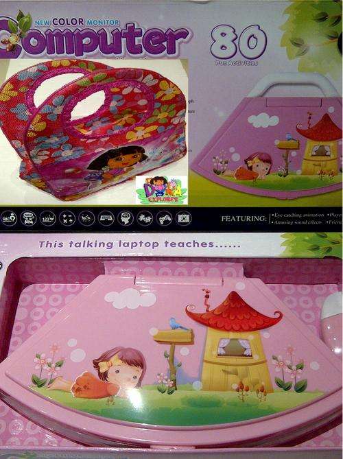 CHILDREN'S COLOUR LAPTOP FOR GIRLS - 80 FUN ACTIVITIES!!! PLUS FREE DORA BAG!!!