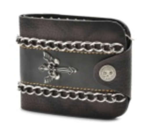 Metal Cross Cow Leather Wallet