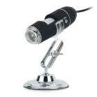 Portable USB 2.0 1000X Digital Magnifying Microscope w/ 8-LED Light - Black + Silver