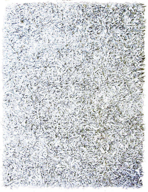 Leather Shaggy Rug - White/Light Grey- 1.5m x 2.4m