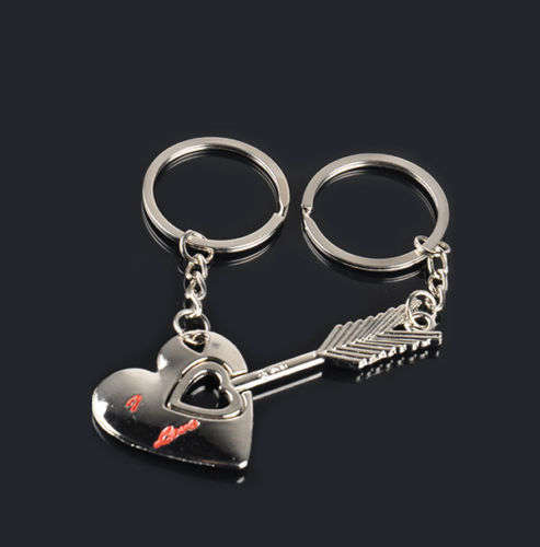 Pair Of Love Heart Arrow key Ring Sweetheart key chain Novelty Metal key Ring