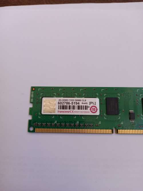 Transcend DDR3 2 GB 1333 mhz DIMM Non-ECC SRX8 CL9 VINTAGE RAM
