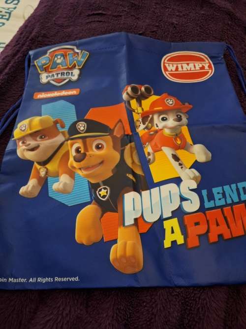 KIDS Paw Patrol Cartoon Pattern Printing Backpack Bag Drawstring Pocket Baby School Storage Bag