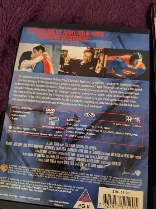 Movies and Television Superman DVD Superman the movie 1 2 3