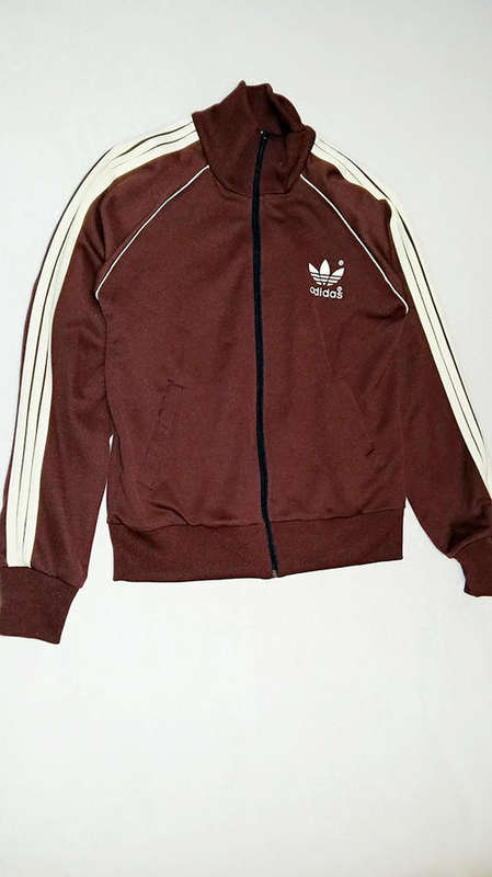 Cream and Brown Sporty Adidas Jacket - Size S