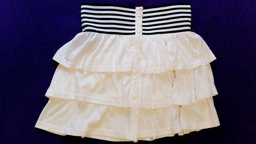 Sexy and Playful White Nautical Tiered Skirt - Size 10 / 34