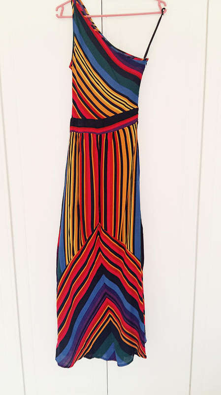 Stunning Colourful One Shoulder Floor Length Dress - Size SS / 6