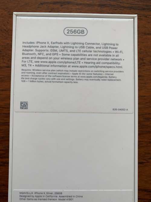 iPhone X 256GB Silver, 1 year old in Excellent Condition