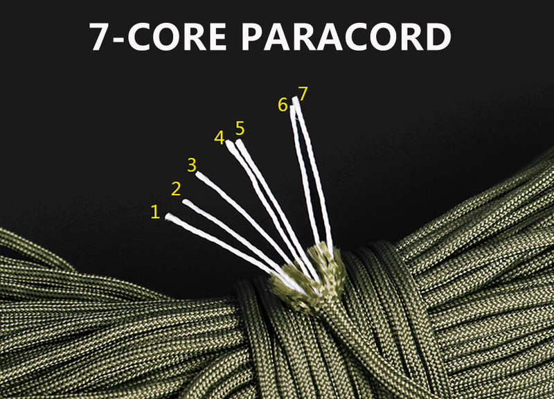 5 Meters Paracord for Survival 9 Stand Cores Parachute Cord Lanyard for Outdoor Camping - GREEN