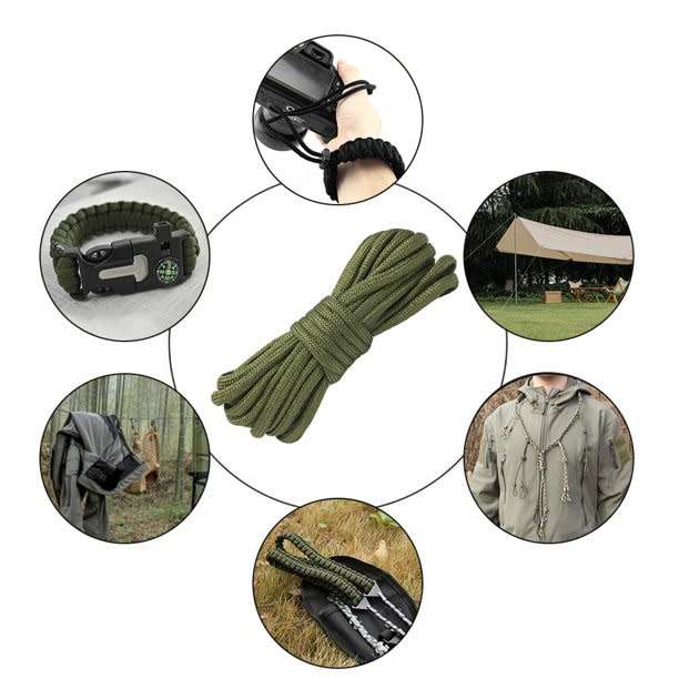 5 Meters Paracord for Survival 9 Stand Cores Parachute Cord Lanyard for Outdoor Camping - GREEN