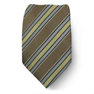 STRIPED GREY & LIME GREEN 100% SILK NECK TIE + MATCHING HANKIE + MATCHING CUFFLINKS