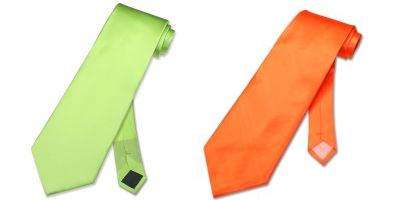 SMASHING DOUBLE DEAL AUCTION*****LIME GREEN PLUS ORANGE 100% SILK HAND MADE COUGAR NECK TIES