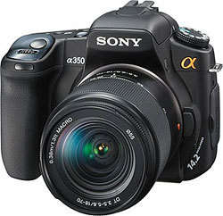 R13999.00 - SONY DSLR-A350 BODY + N50 18.55mm/ 55.200 mm -14.2 MP - 2.7"inch LCD - NP-FM500H Battery