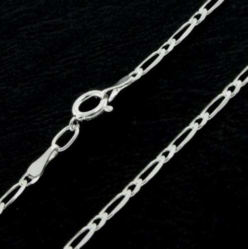 Solid 925 Sterling Silver 2.5mm 50cm Figaro Chain