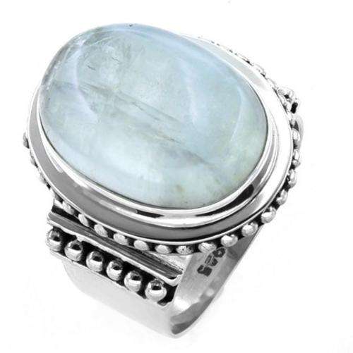 Solid Sterling Silver Genuine Moonstone Ring Size P