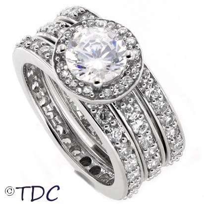 SOLID Sterling Silver Bridal Tripset (Three Rings) Size 10/ T