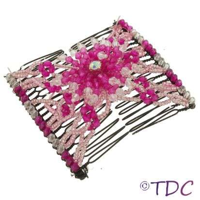 Stretchy Beaded Hair Comb (Pink)