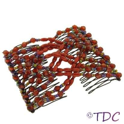 Stretchy Beaded Hair Comb (Red)