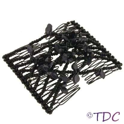 Stretchy Beaded Hair Comb (Black)