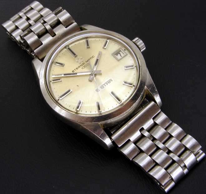 Vintage Swiss-Made Eterna-matic 1000 5 star Kinetic Wristwatch.